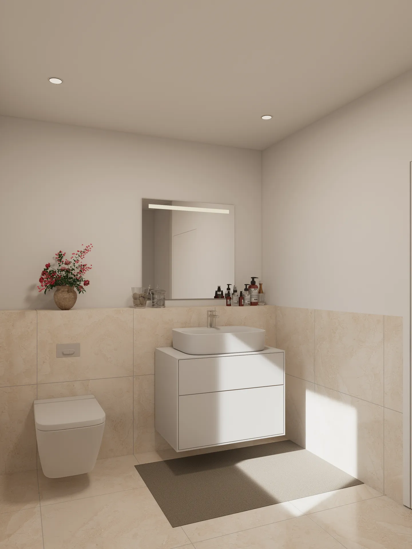 Tageslichtbad mit bodengleicher Dusche